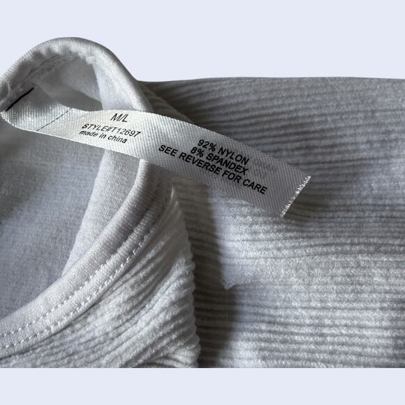 Active Basic ribbed seamless V-neck tank gray fitted stretch M/L y2k minimalist - Picture 5 of 5